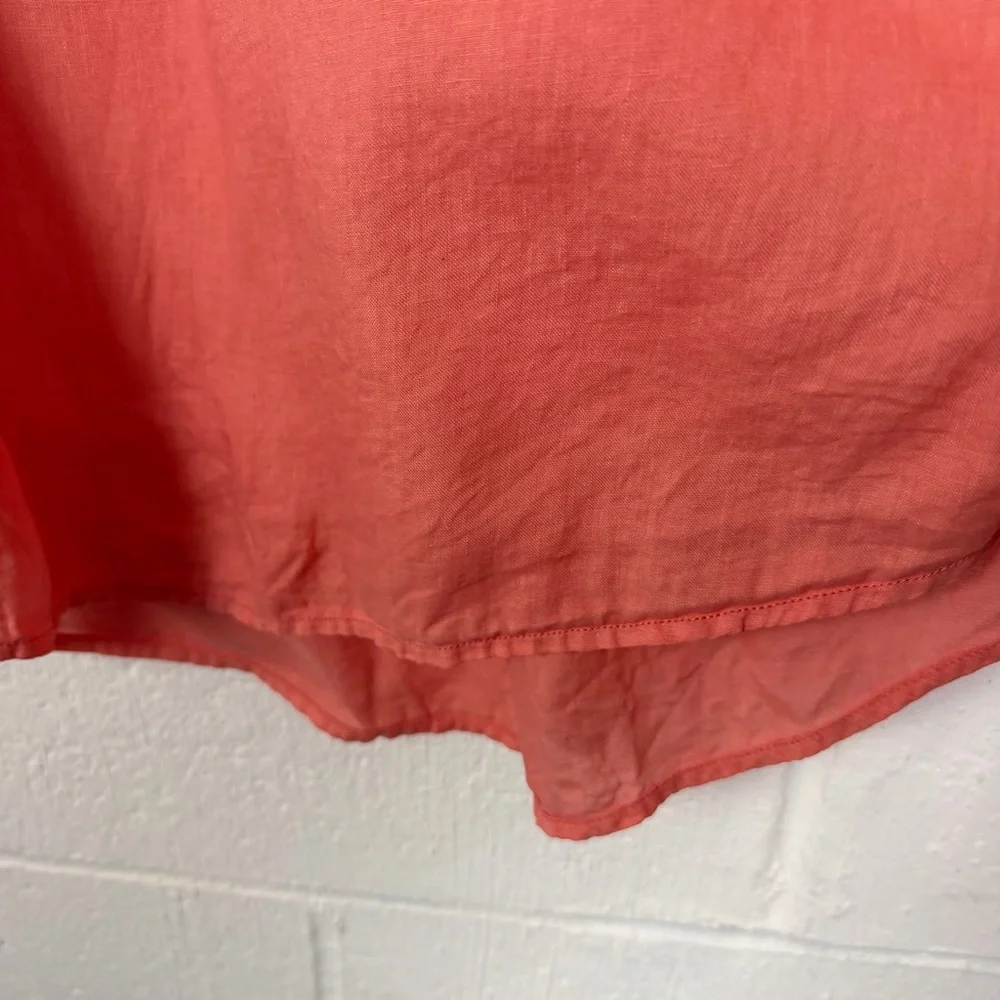 Sigrid Olsen Popover Tunic 100% Linen Roll Tab Sleeves‎ Beach Coastal Earthy 1X - Picture 8 of 15